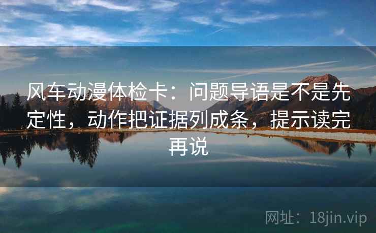 风车动漫体检卡：问题导语是不是先定性，动作把证据列成条，提示读完再说